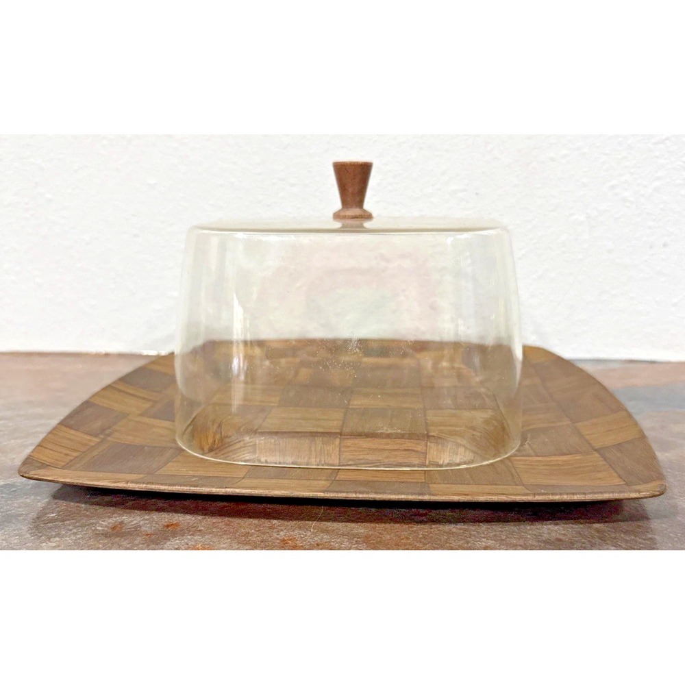 Weavewood Minneapolis Wood Cheese Board Dome Lid Mid Century Modern MCM USA